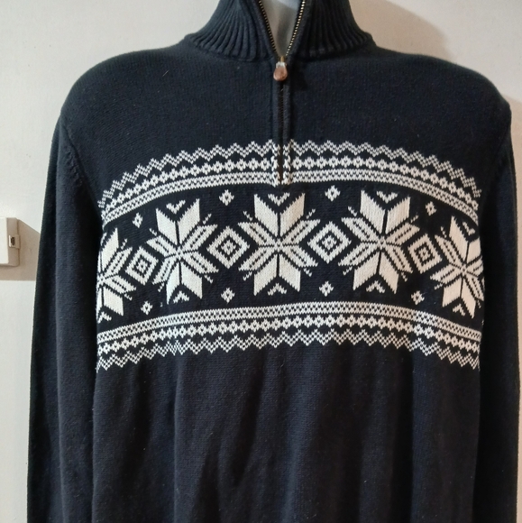 Polo Ralph Lauren Other - Polo Jeans Company Men's Navy and White Patterned Zip-Up Sweater